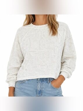 RIP CURL Women's Cream New Wave Terry Crew Neck Long Sleeve Sweatshirt (MEDIUM)